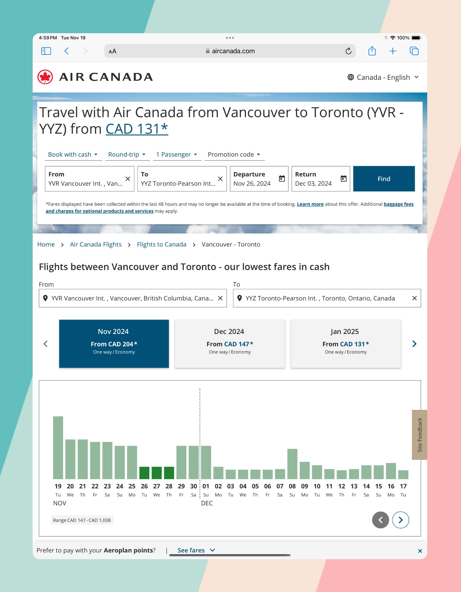 Air Canada Desktop Screenshot