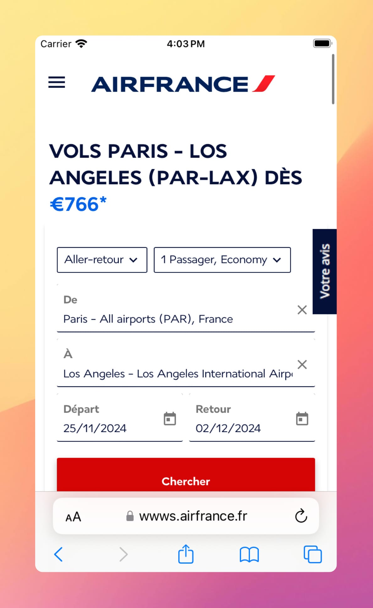 Air France Mobile Screenshot