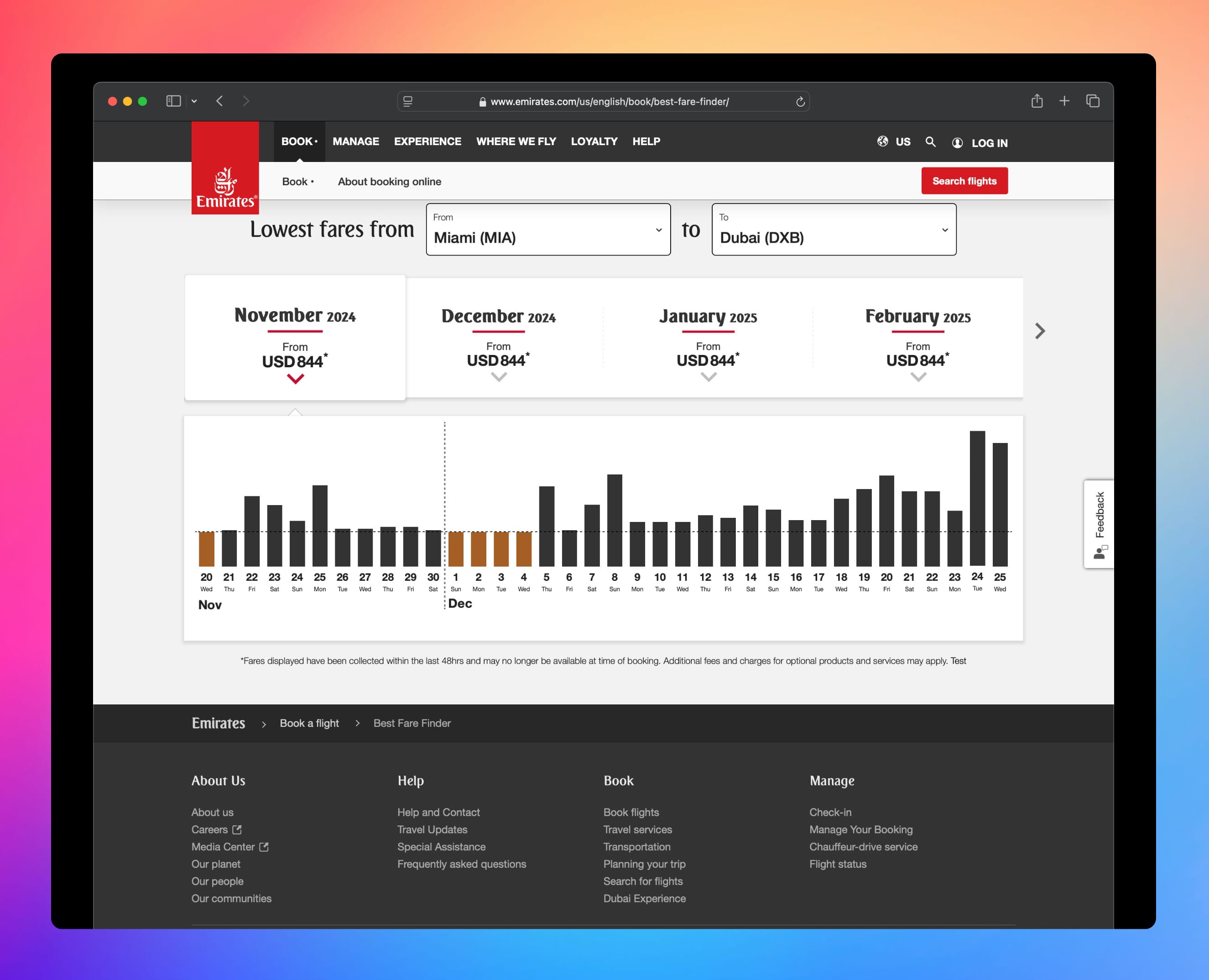 Emirates Desktop Screenshot