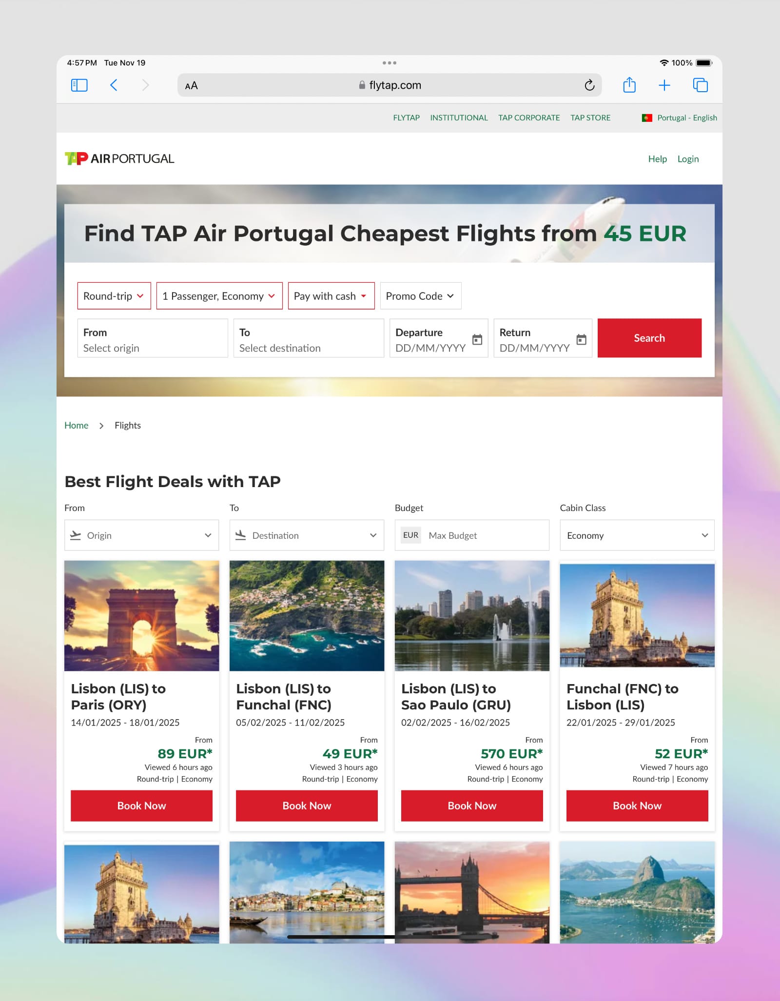 TAP Air Portugal Desktop Screenshot